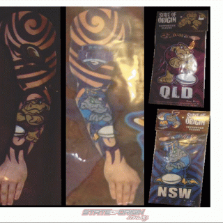 State of Origin QRL/NSWRL Team Tattoo Sleeves
